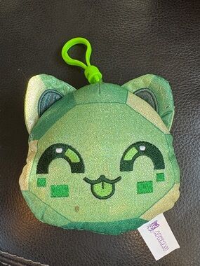 Aphmau Meemeows Aphmau  Cat Plush Clip On Keychain Sparkle Celestial Emerald